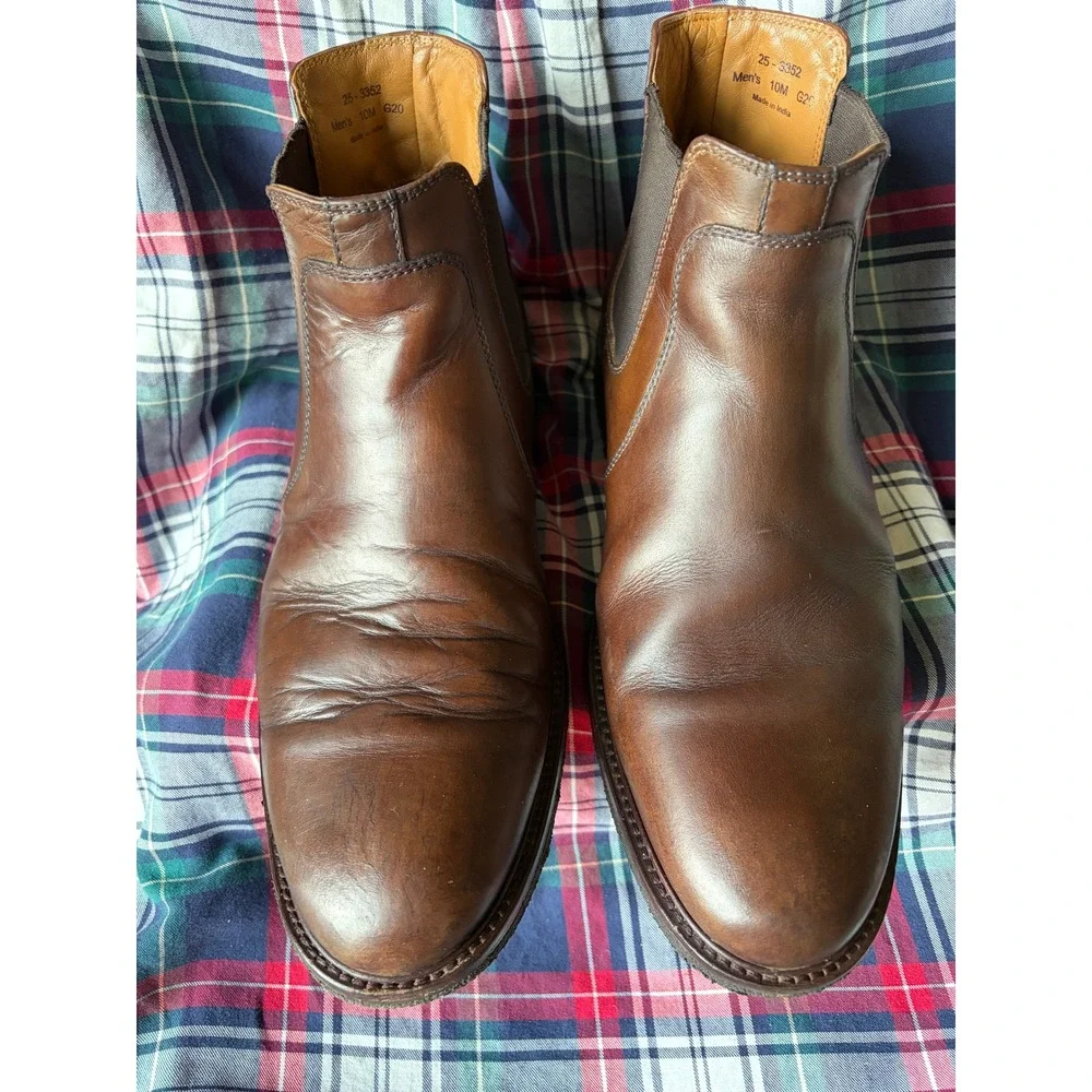 Johnston & Murphy Mens Brown Leather Chelsea Boots Memory Foam 25-3352 10M